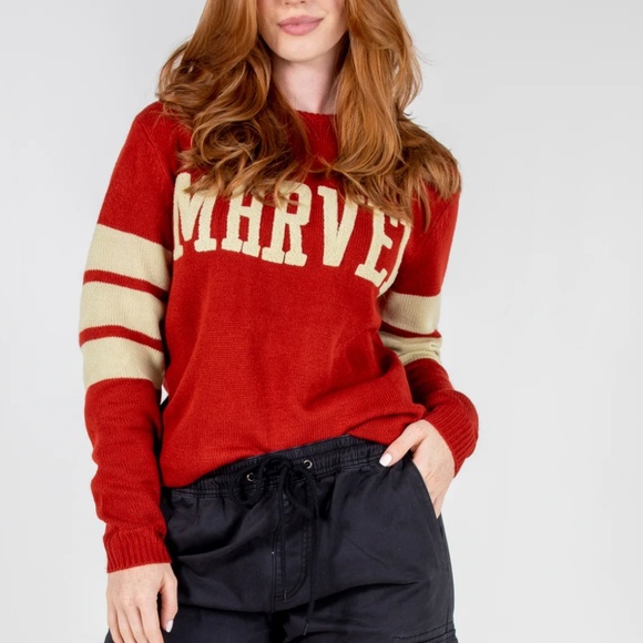 Heroes & Villains Marvel Logo Red Varsity Sweater NWT - Picture 4 of 15